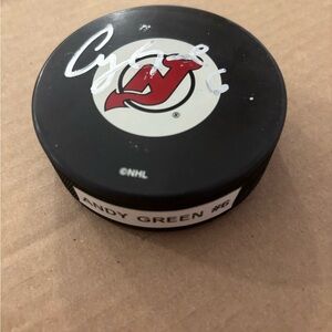NHL NJ Devils Andy Green #6 Autographed‎ Hockey Puck